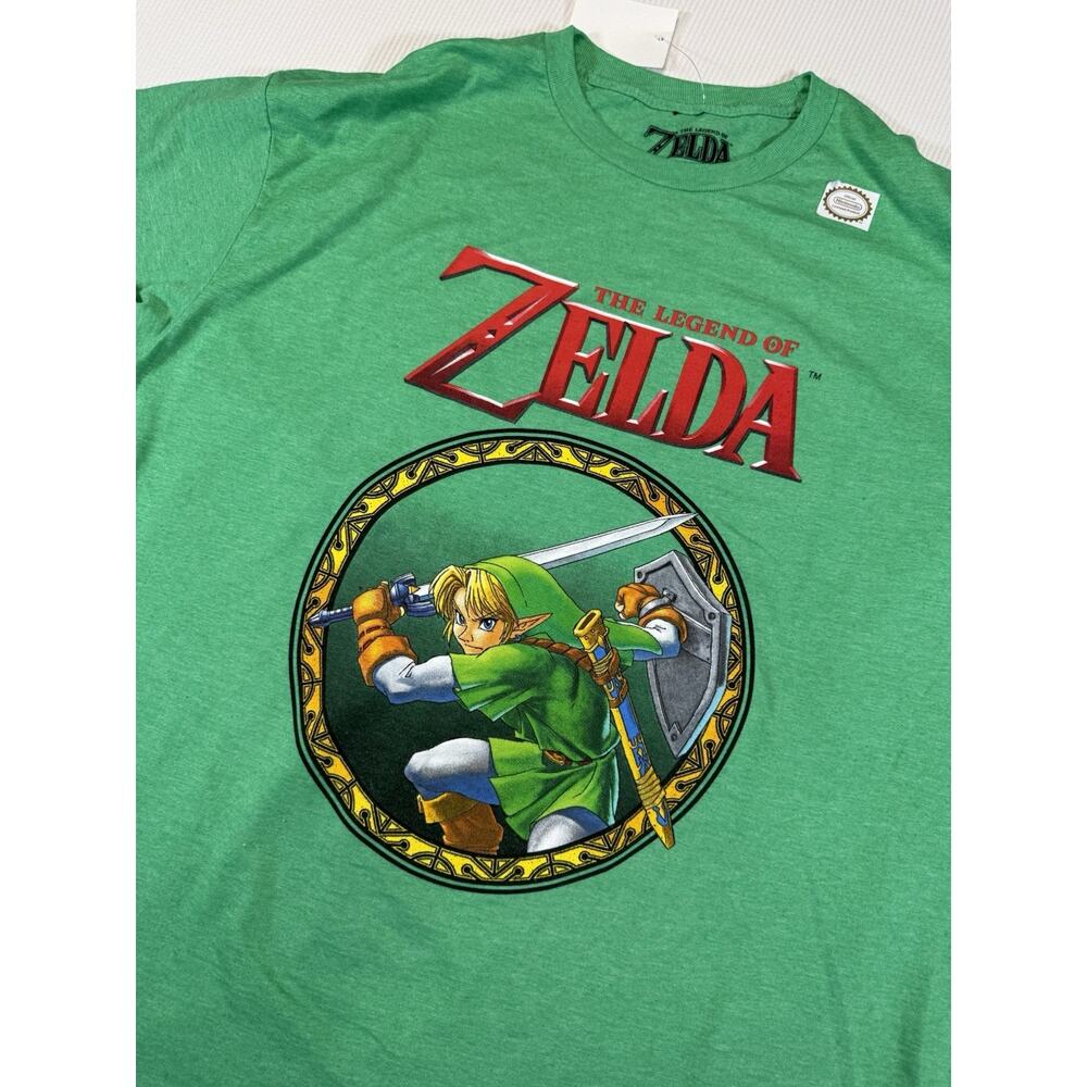 THE LEGEND OF ZELDA Nintendo Tee Shirt Mens L NEW Green Link Smash